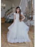 Ivory Lace Appliques Tulle Graceful Flower Girl Dress